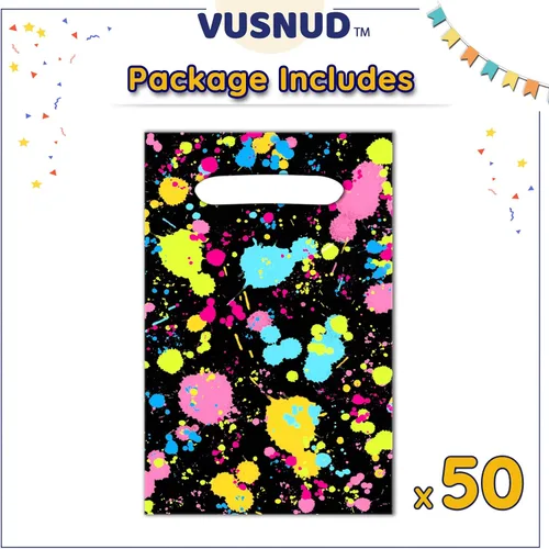 Miniatura 2 de Vusnud 50 bolsas de plástico de neón que brillan en la oscuridad para decoraciones de fiesta de cumpleaños