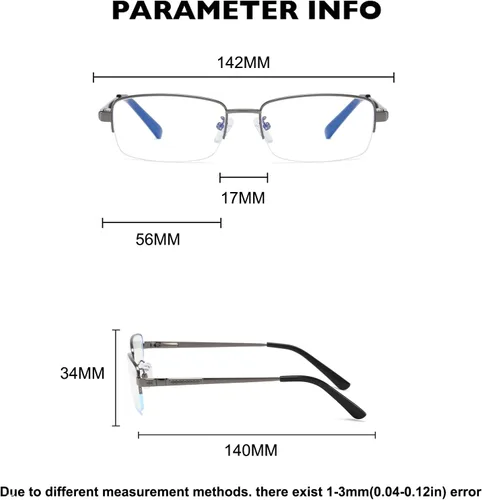 Miniatura 6 de Half Rimless Metal Eyewear Frames Blue Light Blocking Transparent Lens Business Glasses