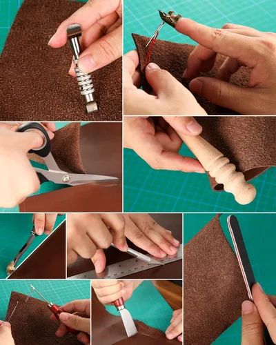 Miniatura 7 de Nicpro Kit de herramientas de cuero de 85 piezas Kit de herramientas de trabajo de cuero con bolsa de almacenamiento personalizada, kit