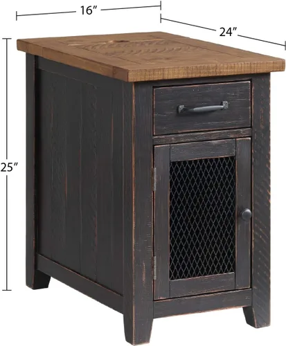 Miniatura 3 de Martin Svensson Home Mesa de silla - Negro antiguo y miel - Estilo rústico - con un cajón y armario para almacenamiento
