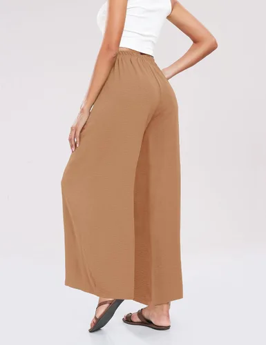 Miniatura 5 de Summe - Pantalones de vestir de pierna ancha para mujer, de cintura alta, estilo palazzo, casuales, de trabajo, pantalones de playa con bolsillo