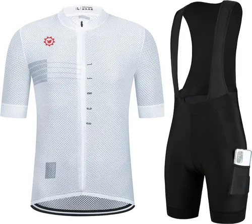 GCRFL Conjunto de camiseta de ciclismo para hombre, camisetas ligeras para ciclismo de carretera, pantalones cortos con bolsillos acolchados