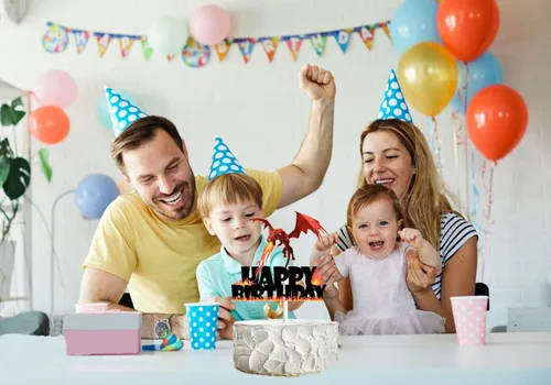 Miniatura 4 de Decoración de pastel de dragón para niños y niñas, baby shower, castillo de dragón que respira fuego, suministros de fiesta, dragón con purpurina