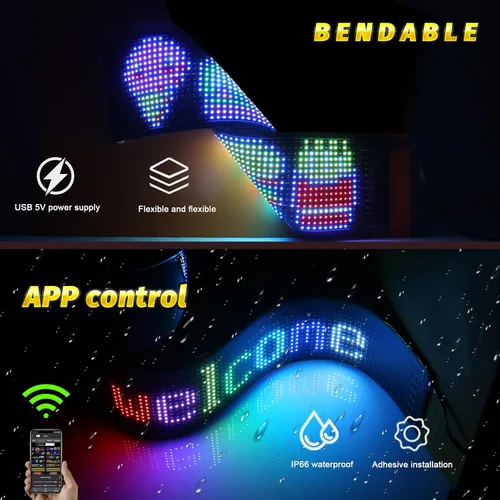 Miniatura 4 de Señales de luz LED para automóvil, calcomanías LED para parabrisas de taxi, panel de matriz LED digital flexible, control de aplicación Bluetooth