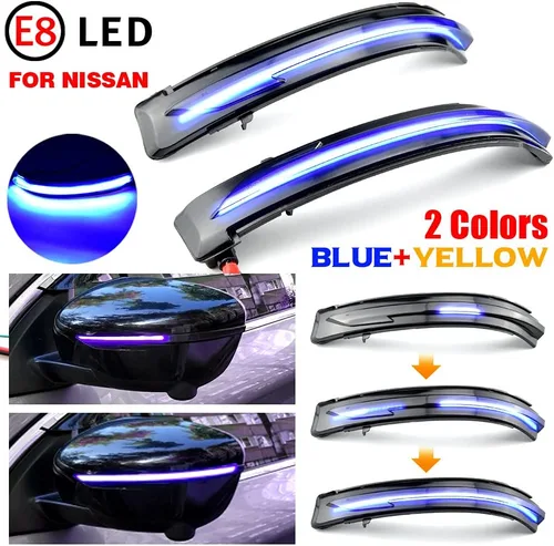 Miniatura 5 de Conjunto de 2 luces intermitentes dinámicas secuenciales LED intermitentes para espejo lateral compatible con Nis-san X-Trail T32 Ro-gue Qashqai J11