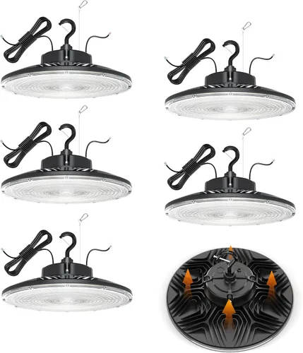 Miniatura 10 de Paquete de 3 luces LED UFO de 240 W, 36000 lm, 1000 W, HID/HPS UL/DLC, 0-10 V regulable, cable de 6 pies, 5000 K, impermeable IP65, accesorio