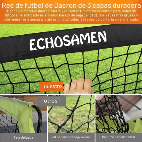 Miniatura 7 de Porterías de fútbol para niños para el patio trasero, juego de 2 porterías de fútbol de 6 x 4 pies para niños con red de fútbol, 10 conos de fútbol