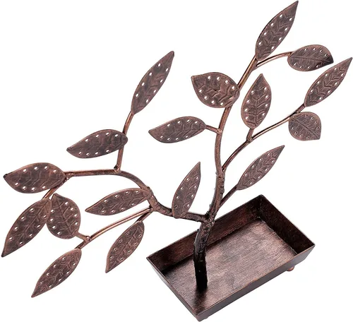 Miniatura 4 de MyGift - Árbol para colgar joyas, aretes y collares con charola para anillos., Bronce, TB-J0115BRZ