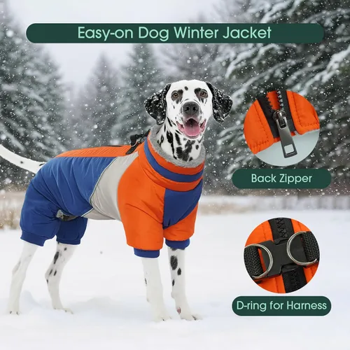 Miniatura 4 de Kuoser - Abrigo completo para perro - Abrigo cálido de invierno con chaqueta reflectante y arnés incorporado, adecuado para perros pequeños como Azul