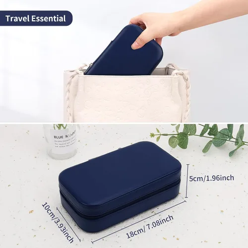 Miniatura 6 de DesignSter Joyero de viaje, estuche portátil de piel sintética, pequeñas cajas de joyería para regalos, organizador de joyas de viaje para mujeres