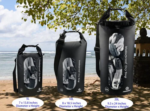 Miniatura 2 de Freegrace - Juego de 3 bolsas secas impermeables, bolsa seca con 2 cierres y correa de hombro desmontable; bolsa de cintura y funda para teléfono