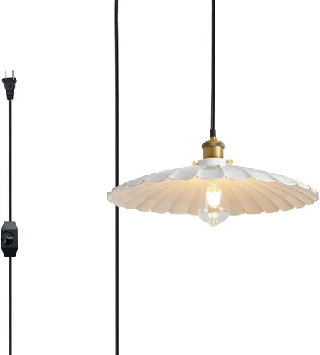 Miniatura 17 de Lámpara colgante negra, lámpara colgante retro de 9.8 pulgadas para dormitorio, luces colgantes brillantes de cocina, sala de estar, 6.5 pies