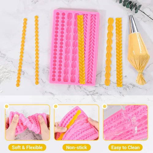Miniatura 3 de Molde de silicona Beasea para decoración de pasteles, encaje de perlas para masa de tarta, fondant, herramienta de repostería DIY, decoración