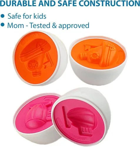 Miniatura 6 de Dimple 12 piezas de juguete a juego de huevos de automóvil con soporte – Huevos de Pascua STEM, rompecabezas educativo de forma y color, huevos