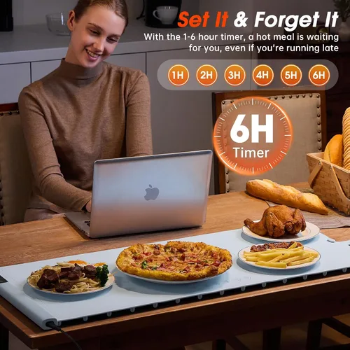 Miniatura 6 de Tapete de calentamiento para alimentos extra grande - 36"x16" bandejas de calentamiento eléctricas para buffets de fiestas, calentadores
