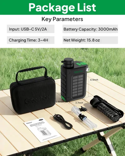 Miniatura 9 de Greeshow Filtro de Agua Eléctrico Portátil para Acampar - Alimentado por Energía Solar, Manivela Manual, Carga USB, Purificador de Agua