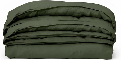 Miniatura 3 de INDACORIFY Juego de 3 fundas de edredón de algodón, 100% algodón, color verde musgo oscuro, juego de ropa de cama lavada a la piedra, funda
