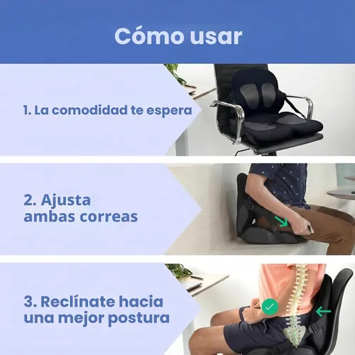 Miniatura 3 de Ajuste lumbar en cualquier asiento Desarrollado por un médico Cojín de asiento para silla de oficina, automóvil, conductor de camión, gradas