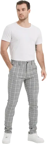 Miniatura 4 de Plaid&Plain Pantalones a cuadros para hombre, pantalones de vestir ajustados para hombre, pantalones chinos ajustados para hombre