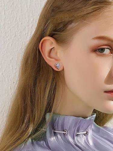 Miniatura 2 de SILVERCUTE Aretes de corazón infinito con piedra natal para mujer, plata de ley 925, joyería de moda, regalo de San Valentín, aniversario