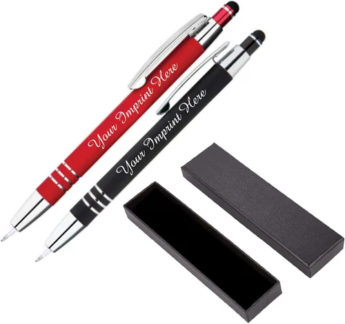 Miniatura 8 de ExpressDesigns™ - Set de regalo de bolígrafos personalizados - Paquete de 2 Linterna LED de metal suave al tacto con caja de regalo Bolígrafo