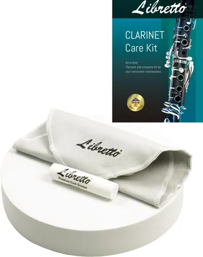 Miniatura 9 de Libretto Kit de limpieza de clarinete + kit de grasa de corcho, mantenimiento esencial Hisopo de microfibra con forma de lágrima azul y grasa