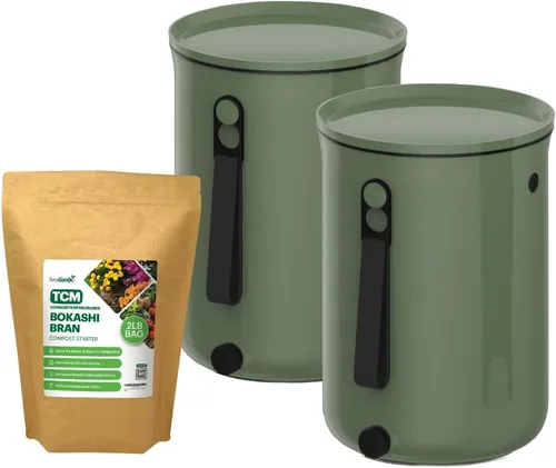 Miniatura 6 de TeraGanix Bokashi - Contenedor de compostaje + 2 libras de salvado Bokashi, compostador de encimera de cocina, compostaje interior para todas