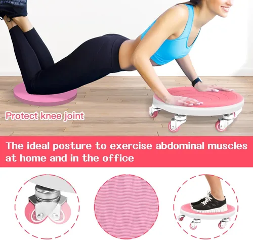 Miniatura 2 de 6 Caster Ab Roller, Equipo de Ejercicio Abdominal con Almohadillas para las Rodillas, Rueda de Ab Roller para Ejercicio de Zona Media, Entrenamiento