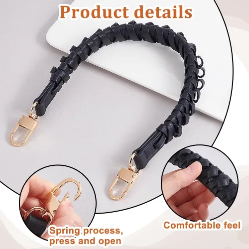 Miniatura 4 de PH PandaHall 1 pieza 17 pulgadas trenzado imitación cuero asas de repuesto bolsos correas bolso bandolera correa con hebilla de langosta giratoria