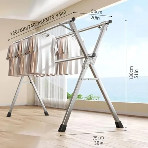 Miniatura 2 de Solución de secado que ahorra espacio, estante ajustable de acero inoxidable, diseño plegable de alta resistencia para apartamentos y hogares