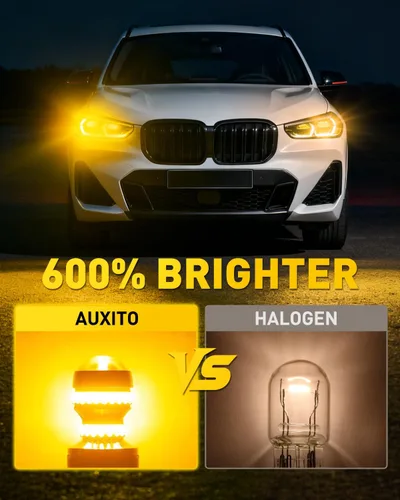 Miniatura 3 de AUXITO Luces direccionales LED 7443 7440 T20 7440A bombillas LED ámbar amarillo brillante 7441 7444 7444NA W21W luces LED de repuesto para luces