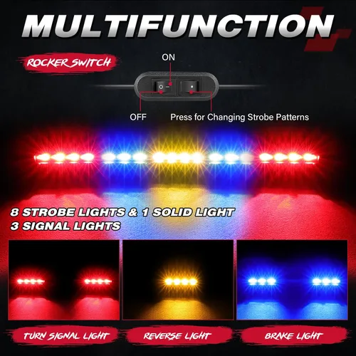 Miniatura 2 de OFFROADTOWN Barra de luz LED de persecución de 20 pulgadas, luces traseras UTV, luz intermitente de seguridad con luz intermitente de freno