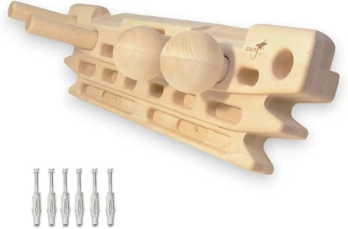 Miniatura 9 de FingerPeg 1.0 Hangboard – Tabla de entrenamiento de fingerboard para escalada con barras de dominadas – Elegante tabla de escalada de madera