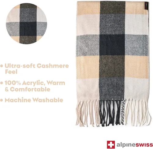Miniatura 102 de Alpine Swiss Bufanda a cuadros para hombre, ultra suave, chal de invierno, cálido, ligero, para clima frío