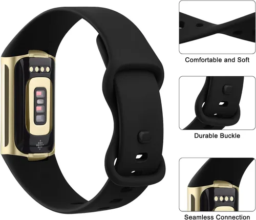 Miniatura 4 de Paquete de 2 bandas para Fitbit Charge 6 bandas para mujeres y hombres, correas clásicas suaves de repuesto para Fitbit Charge 5 Fitness & Health
