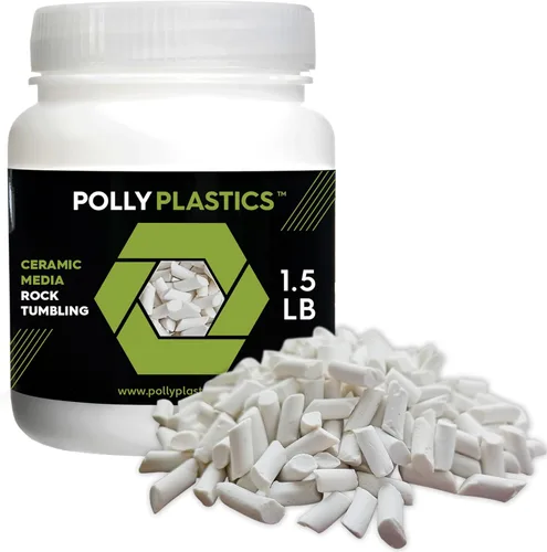 Polly Plastics Medios de Relleno Cerámicos para Pulido de Rocas (Tamaño de Cilindro Pequeño) Gránulos de Cerámica No Abrasivos para Todo Tipo de