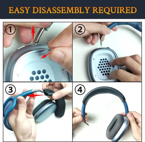 Miniatura 4 de SOULWIT - Protector de diadema para AirPods Max, cubierta completa a prueba de sudor, para entrenamientos de gimnasio, (requiere fácil desmontaje)