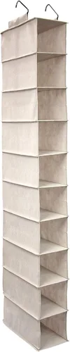 Nouvelle Legende Organizador colgante de armario con 10 estantes delgados, almacenamiento de tela plegable para zapatos, ropa, toallas y accesorios,