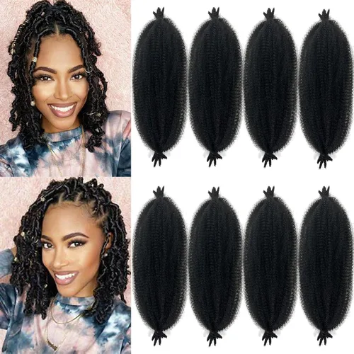 Miniatura 9 de Cabello afro Twist morado degradado de 16 pulgadas, cabello Marley pre-separado para rastas suaves, cabello trenzado Marley Twist Ombre Kinky Spring
