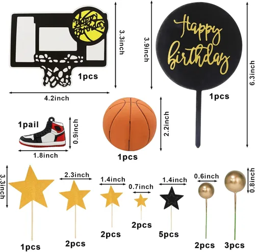 Miniatura 2 de Adornos para Tarta de Baloncesto 21 piezas, Adornos Temáticos de Baloncesto para Deportes, NBA, March Madness, Jordan, Suministros para Fiestas