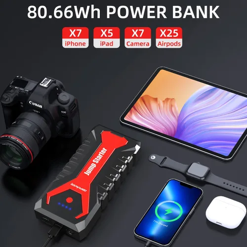 Miniatura 5 de DBPOWER Arrancador portátil para coche de 5000A/80.66Wh, para motores de hasta 8.0 L gasolina y 6.5 L diesel, arrancador de batería de iones