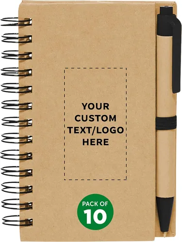 Miniatura 4 de DISCOUNT PROMOS Juego de 1 mini cuadernos en espiral personalizados con bolígrafos de tinta negra, paquete personalizado a granel, perfecto
