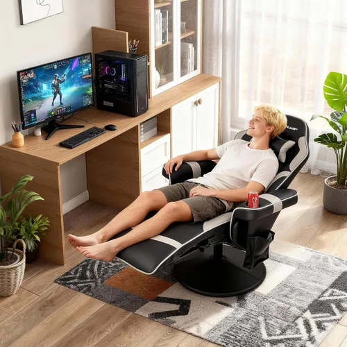 Miniatura 2 de POWERSTONE Silla reclinable para videojuegos, silla de masaje ajustable con soporte para tazas, reposapiés, sofá individual ergonómico, sala