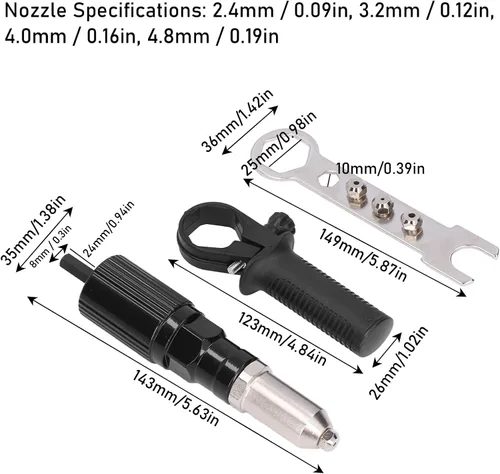 Miniatura 5 de Adaptador de pistola remachadora eléctrica, Accesorio de pistola de remache, Máquina de remache de taladro eléctrico, Remache de agarre y clavo