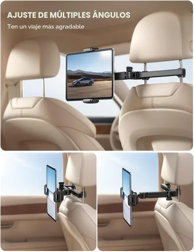 Miniatura 3 de Lamicall Soporte para reposacabezas de tableta para coche - [Brazo extensible 3 en 1] Soporte ajustable para tableta en el coche para asiento