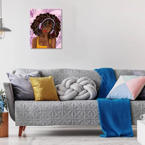 Miniatura 5 de Kit de Fiesta de Pintura en Lienzo Pre-Dibujado para Pintar y Sorber para Adultos Niña con Auriculares Kit de Pintura Regalo de Cumpleaños (8x10)