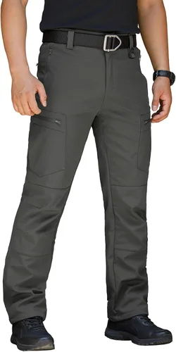 Miniatura 2 de NAVEKULL Pantalones de esquí de nieve para hombre, con forro polar softshell impermeable, tácticos, pantalones cargo para senderismo, snowboard