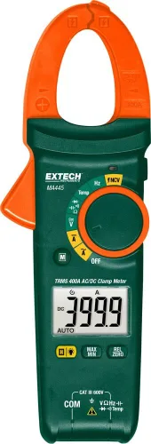 Extech MA445 400A True RMS AC/DC Medidor de Pinza con Detector NCV, Apertura de Mordaza de 1.2 pulgadas, Pantalla Doble Retroiluminada, Multímetro