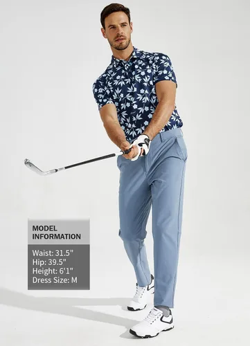 Miniatura 4 de YOVVI Golf Shirts for Men Short Sleeve Quick Dry Slim Fit Print Performance Moisture Wicking Polo Shirt