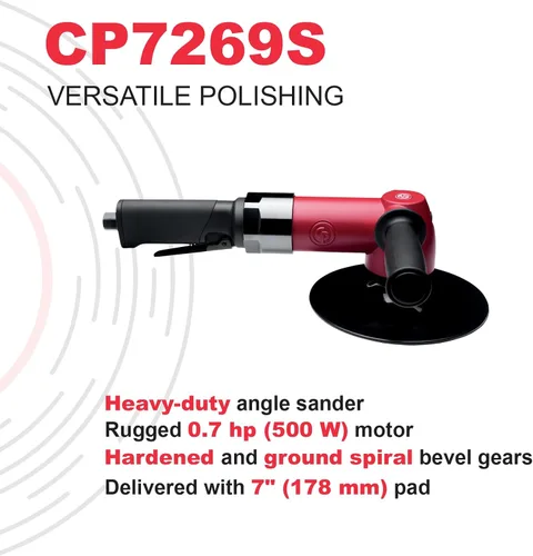 Miniatura 2 de Chicago Pneumatic CP7269S - Pulidora de ángulo de aire de 7 pulgadas (7.008 in), 0.71 HP / 530 W - 5000 RPM, rojo